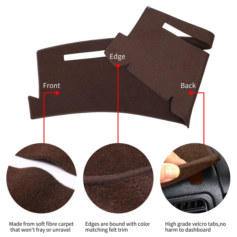HanLanKa Dashboard Cover for Chevrolet Silverado 1500 2500 3500 1999-2006 Avalanche Chevy Tahoe Suburban GMC Sierra Yukon Dash Cover Mat(Premium Carpet, Brown) - Image 4